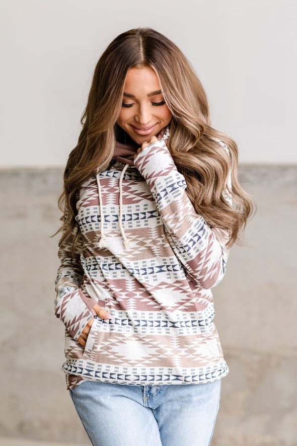 Comfortabele Dubbelhood Sweatshirt - Rozenroze