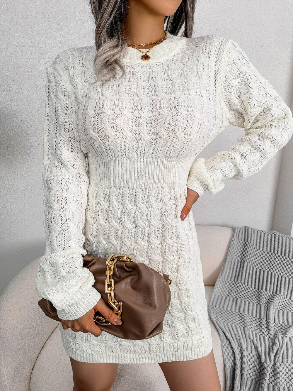 Casual korte sweaterjurk met borduursels voor elke dag