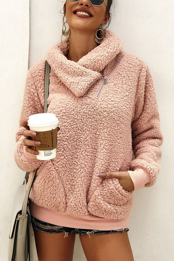 Stijlvolle Streetwear Top met Omklapbare Kraag in Effen Kleur