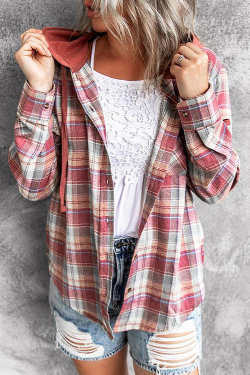 Gezellige flanellen hoodie met knopen