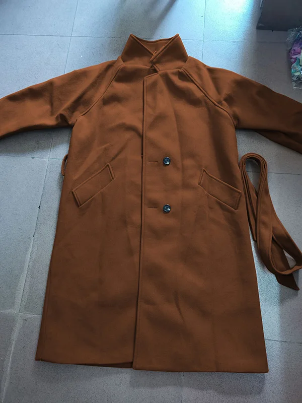 Moderne Urban Losvallende Jas met Ceintuur in Effen Kleur