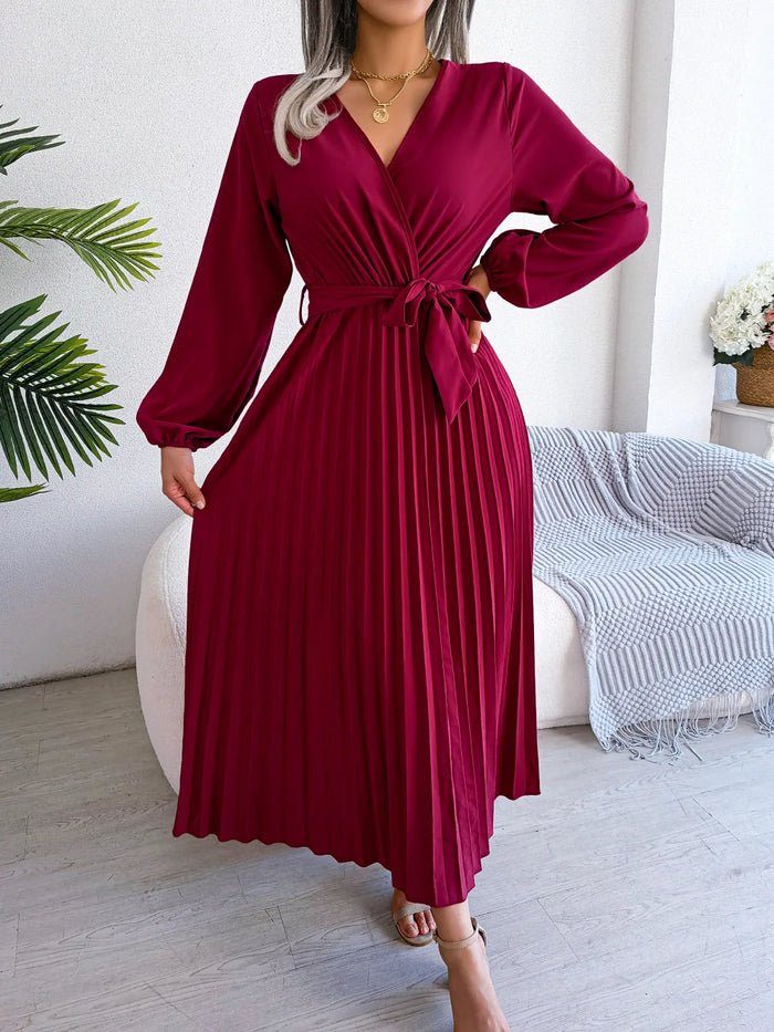 Trendy maxi-jurk met diepe V-hals en lange mouwen