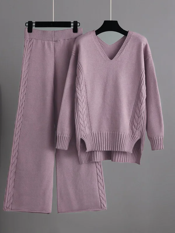Elegante tweedelige set met diepe V-hals