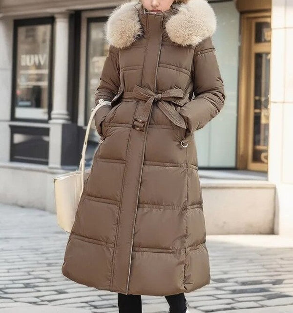 Dames winterjas lang model met stijlvolle en comfortabele uitstraling