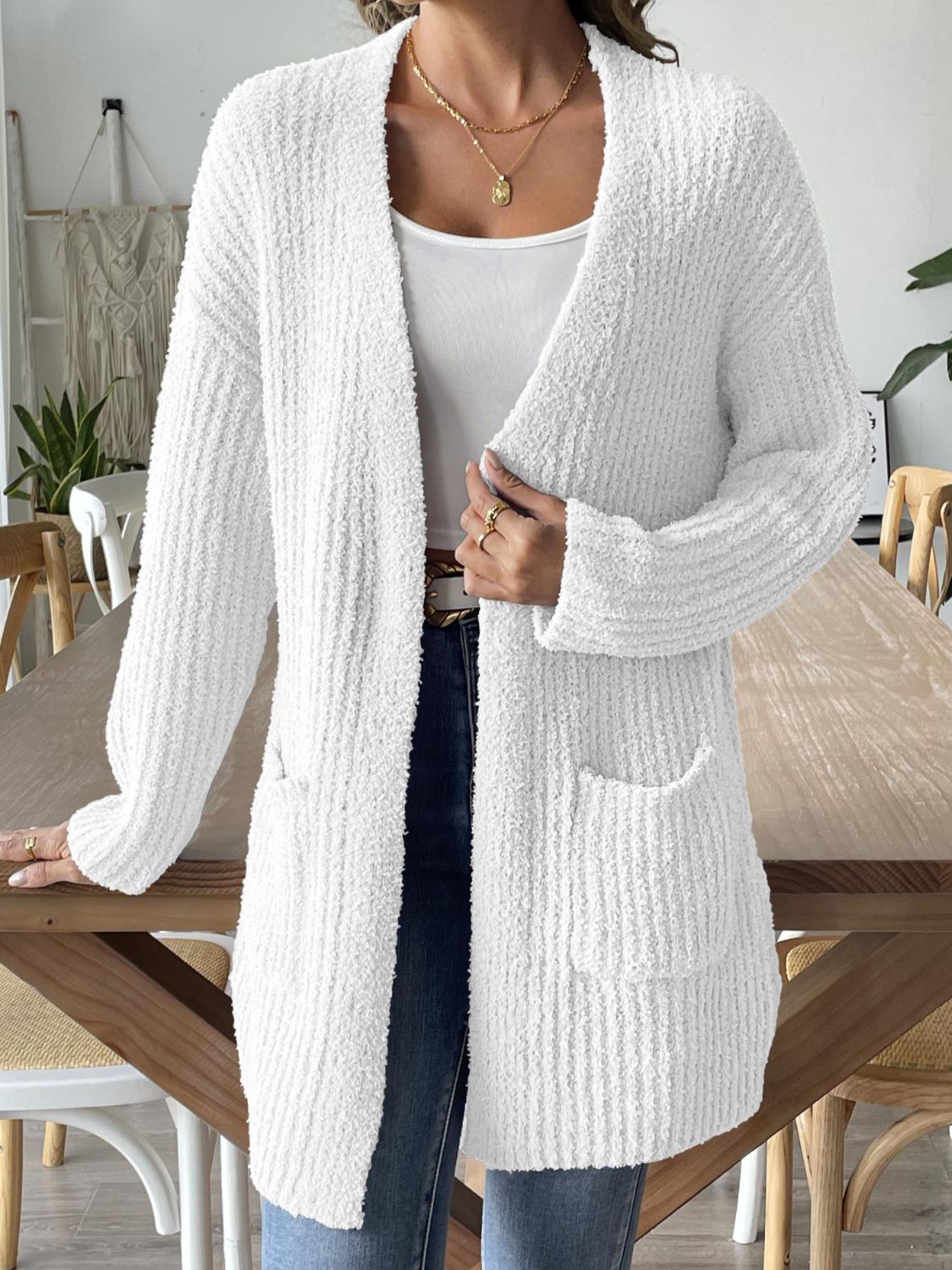 Stijlvolle Open Cardigan met Striksluiting - Lange Mouwen