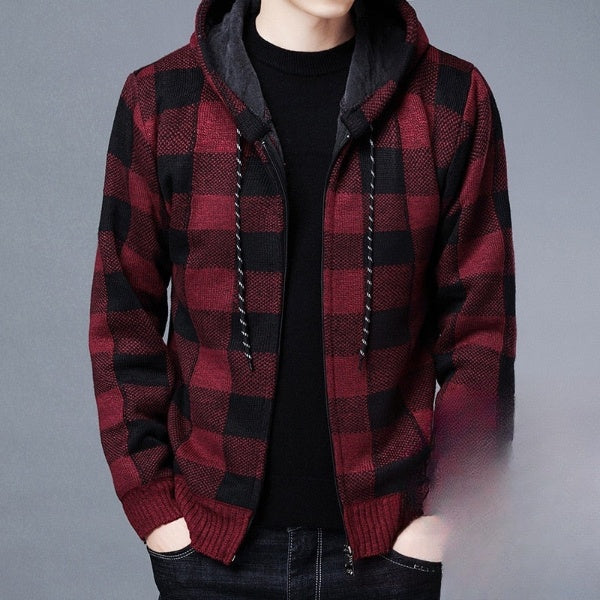 Heren Hooded Cardigan met Rits - Warme Winterjas met Comfortabele Pasvorm