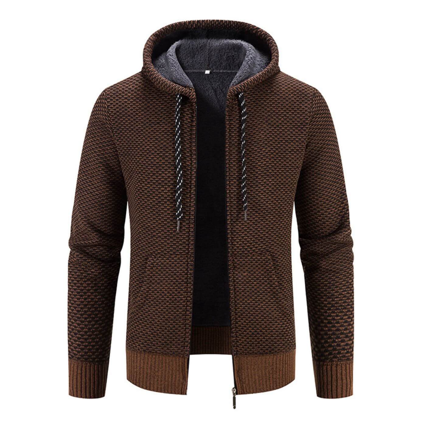 Warme heren winterjas met praktische capuchon