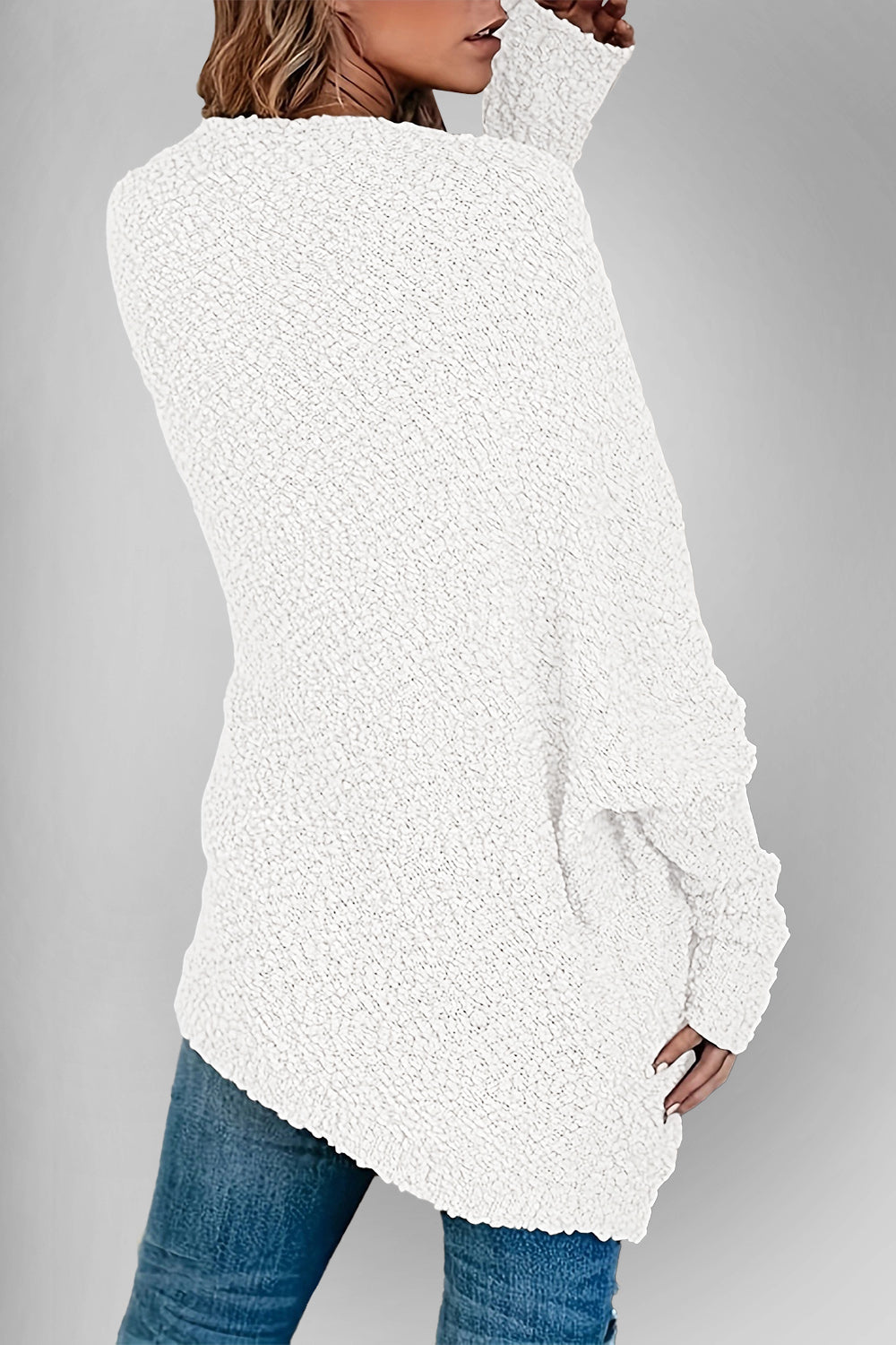 Emma's Dubbel Take Open Front Langen Mouwen Cardigan met Zakken