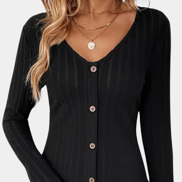 Elegante jurk voor dames met knoopdetails en lange mouwen, perfect voor dagelijks gebruik