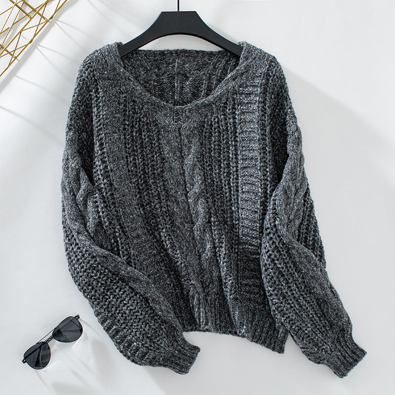Trendy Vrouwelijke Sweater met Unieke Asymmetrische Hals