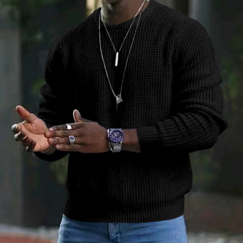 Casual herensweater met ronde hals en lange mouwen