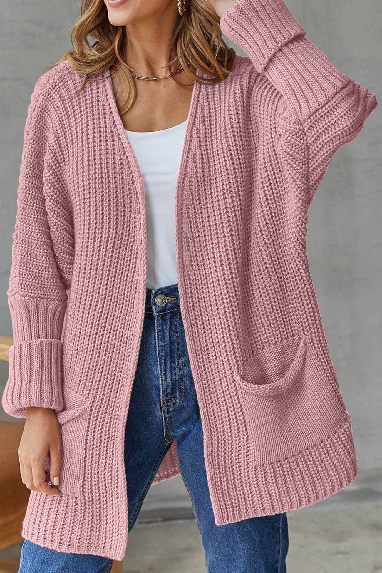Modieuze Open Front Lange Cardigan - Striksluiting voor Gemakkelijke Stijl