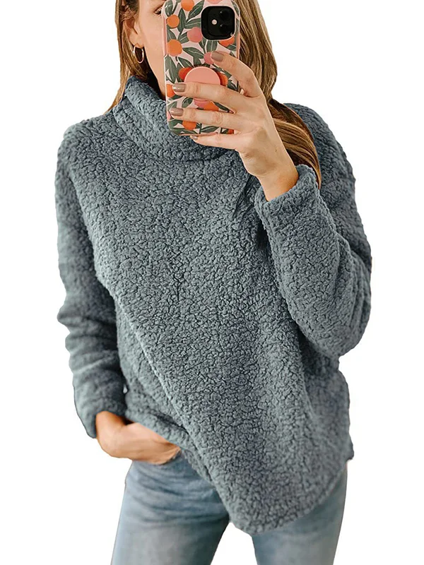 Dames Casual Trui – Losse Pasvorm met Hoge Kraag en Lange Mouwen