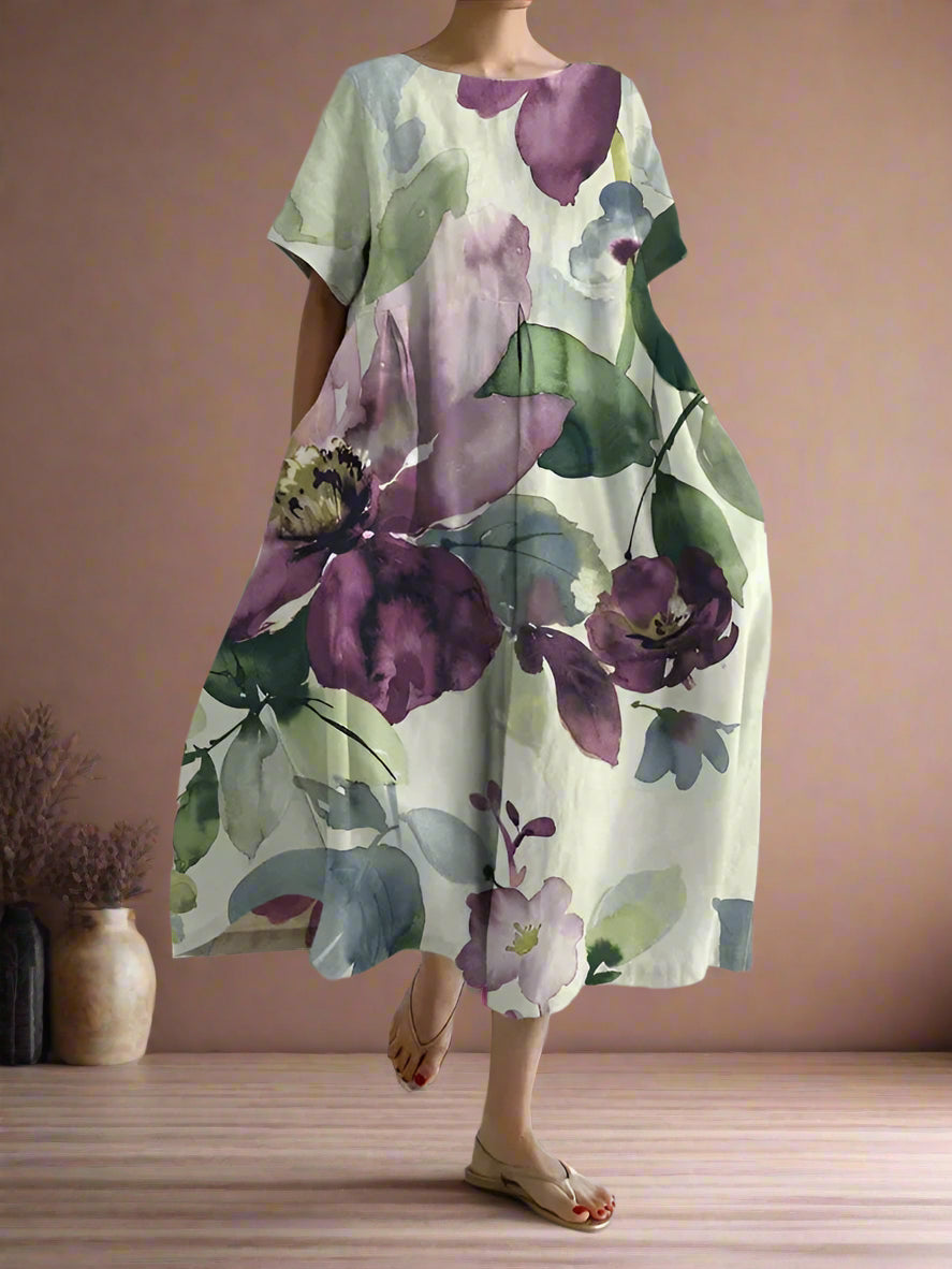 Stijlvolle Dames Jurk met Bloemenprint en Ruime Pasvorm