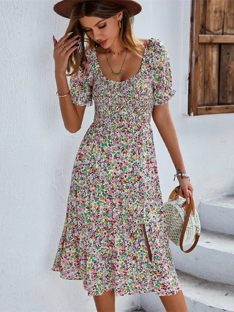 Klassieke Bloemenprint Jurk in Vintage Stijl