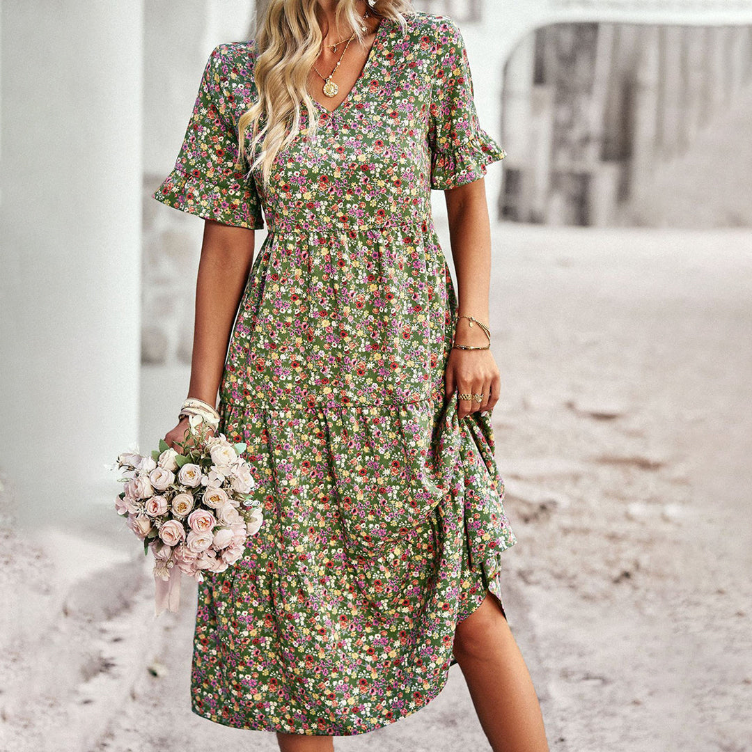 Trendy Midi-Jurk met Bloemenprint