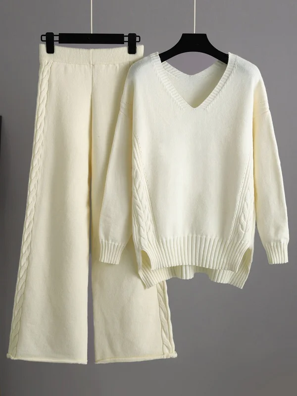 Elegante tweedelige set met diepe V-hals