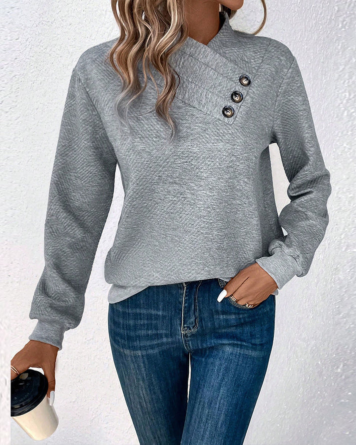 Modieuze dames sweater met stijlvolle kraag en een moderne pasvorm