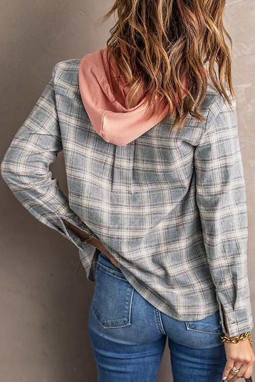 Gezellige flanellen hoodie met knopen