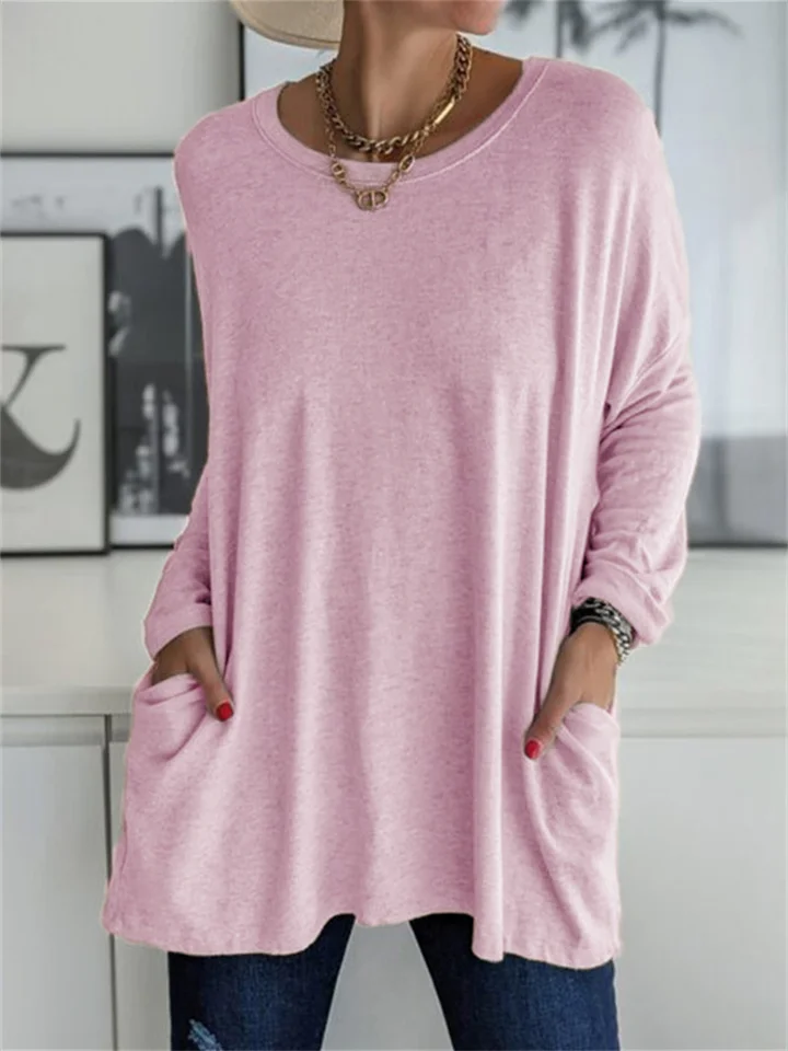 Elegant dames T-shirt met lange mouwen en effen ontwerp