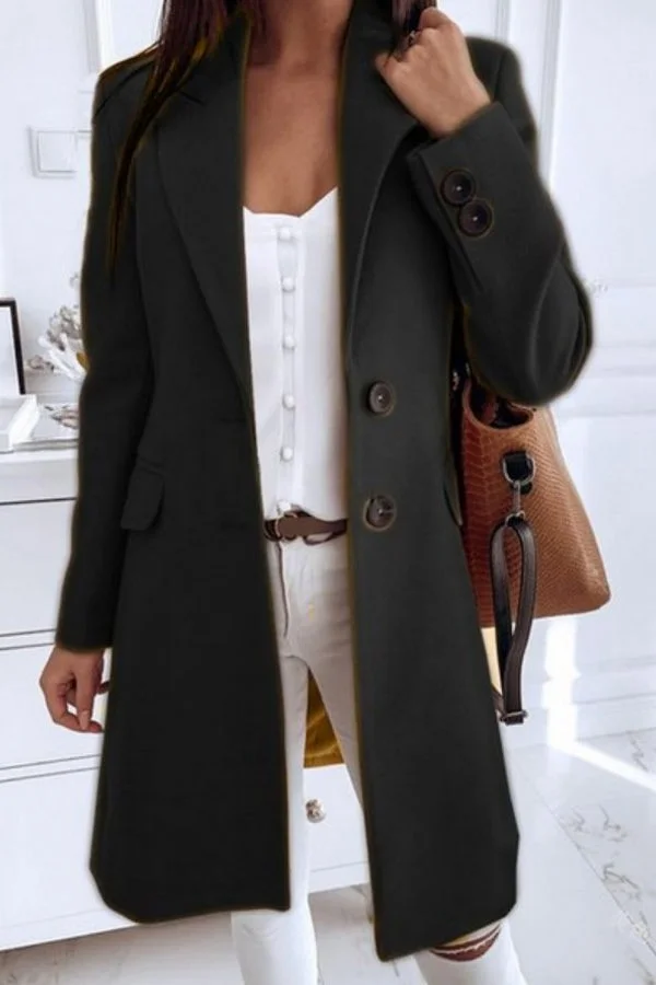 Een elegante damesjas met een rechte snit en een verfijnde kraag voor een stijlvolle uitstraling.