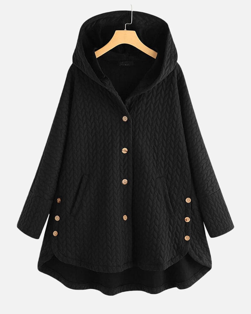 Casual warme damesjas met capuchon en knoopdetails