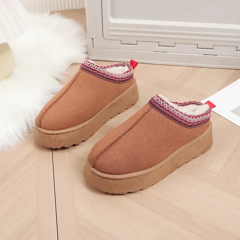 Comfortabele Dames Wol Slippers met Platform voor Warme Voeten