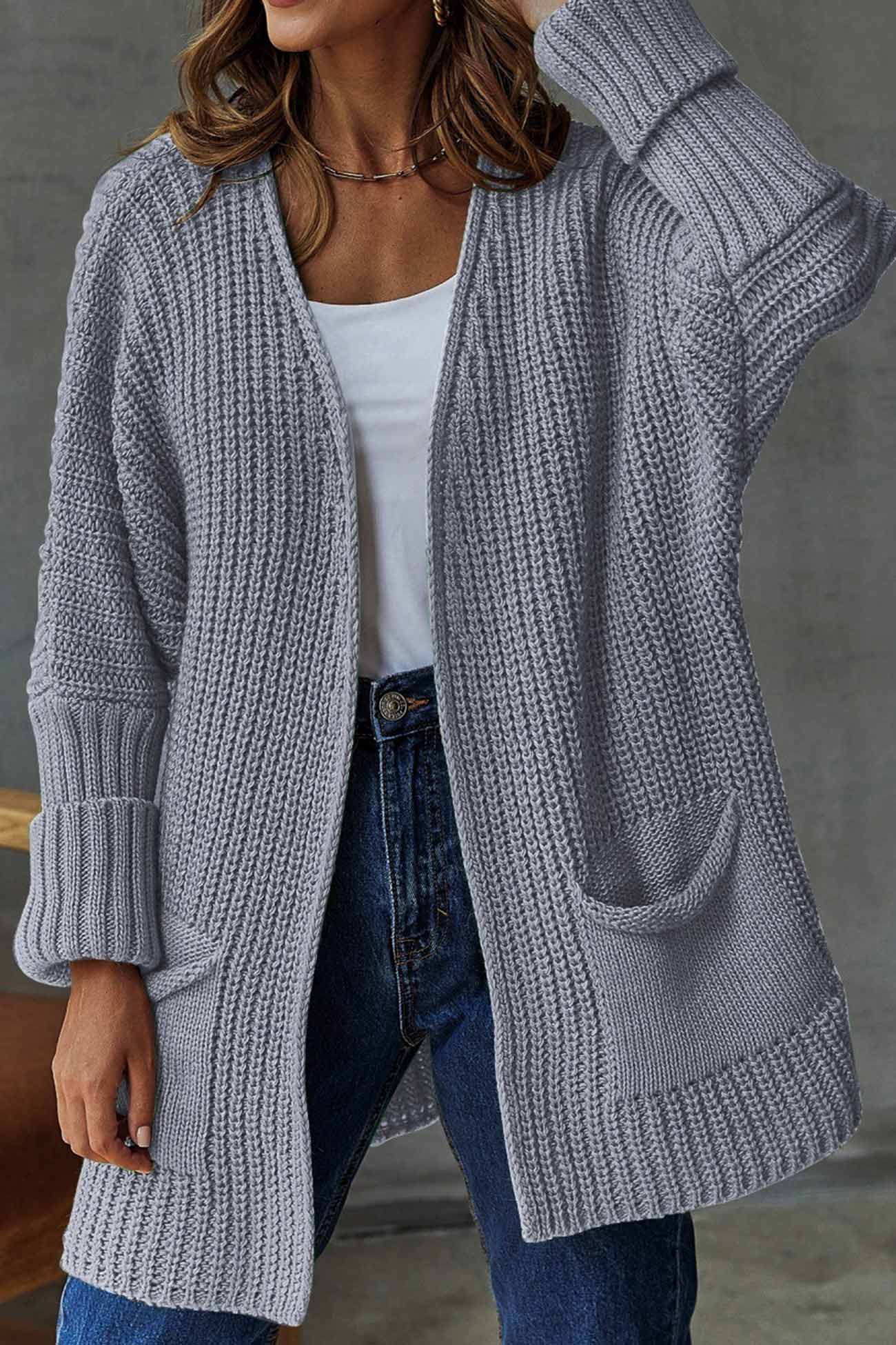 Modieuze Open Front Lange Cardigan - Striksluiting voor Gemakkelijke Stijl