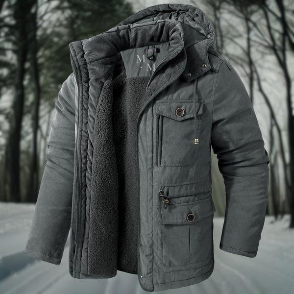 Comfortabele heren winterjas met capuchon voor koude dagen