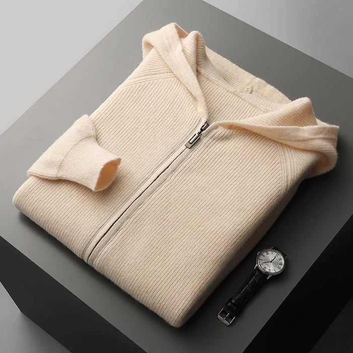 Warme heren sweatshirt met capuchon en ritssluiting voor dagelijks gebruik