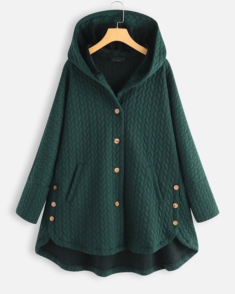 Casual warme damesjas met capuchon en knoopdetails