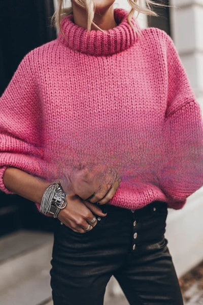 Stijlvolle Lange Mouwen Pullover met Dikke Kraag
