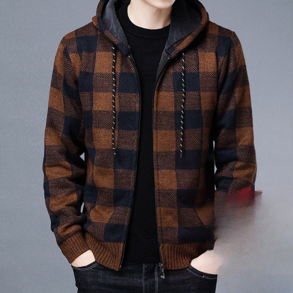 Heren Hooded Cardigan met Rits - Warme Winterjas met Comfortabele Pasvorm