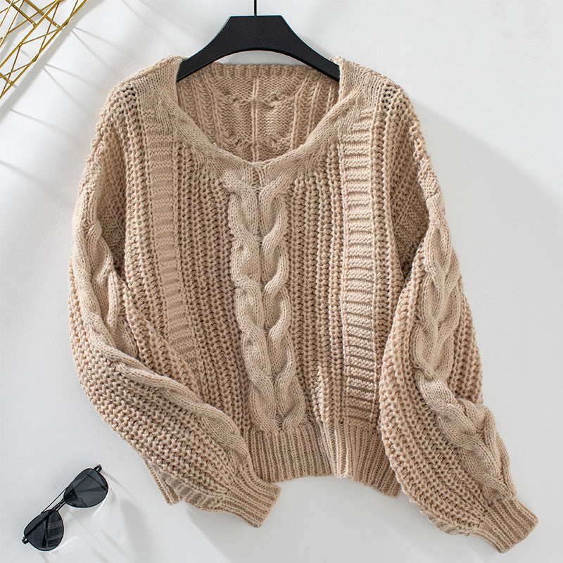 Trendy Vrouwelijke Sweater met Unieke Asymmetrische Hals