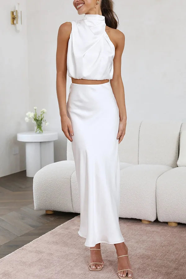 Trendy combinatie van top en maxi-rok