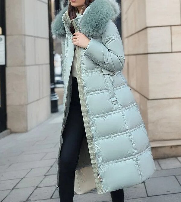 Dames winterjas lang model met stijlvolle en comfortabele uitstraling