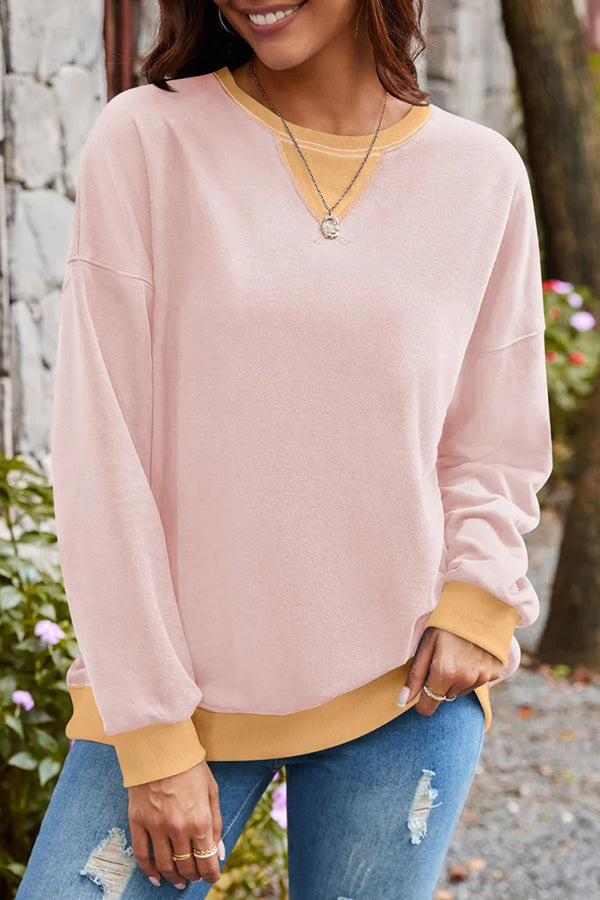 Casual Oversized Dames Sweatshirt met Kleurvlakken en Lange Mouwen