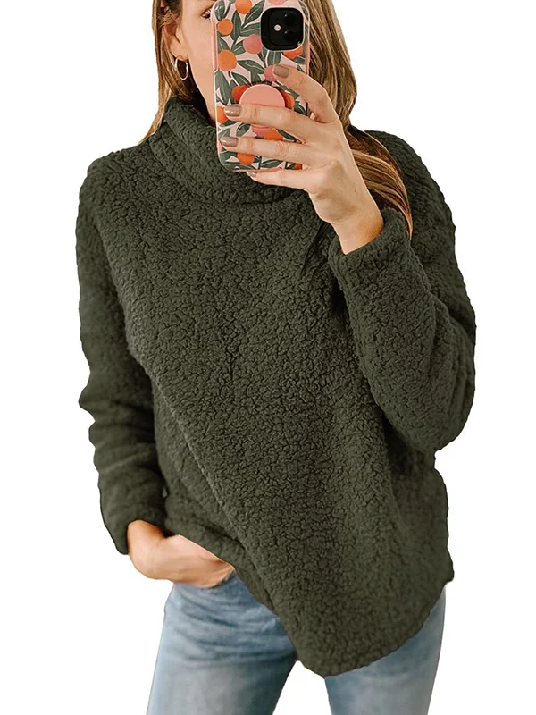 Dames Casual Trui – Losse Pasvorm met Hoge Kraag en Lange Mouwen
