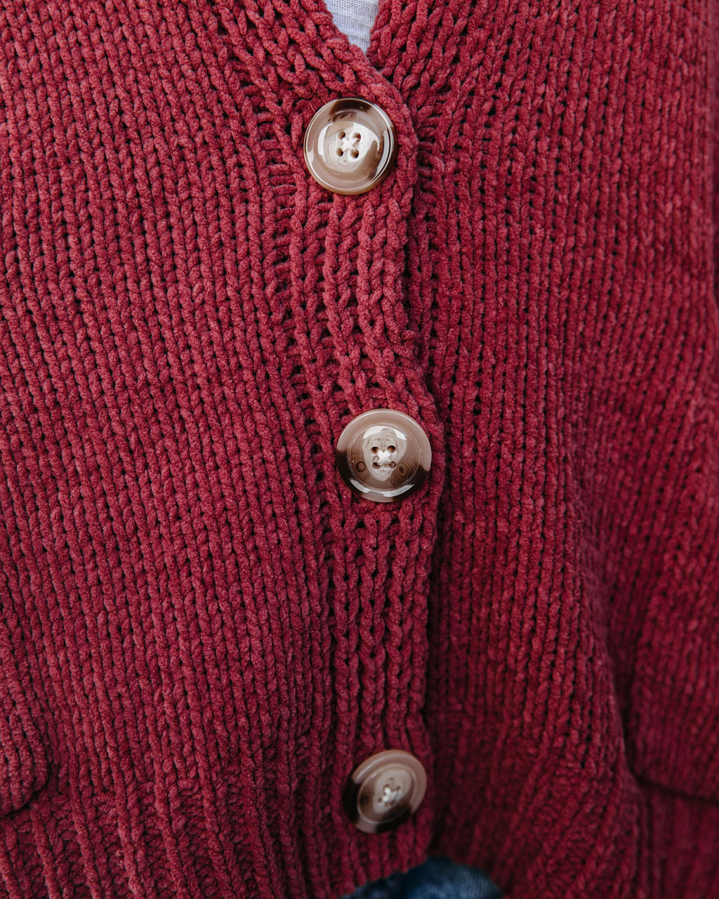 Vintage Knoopsluiting Cardigan met Zakken - Zacht Roze