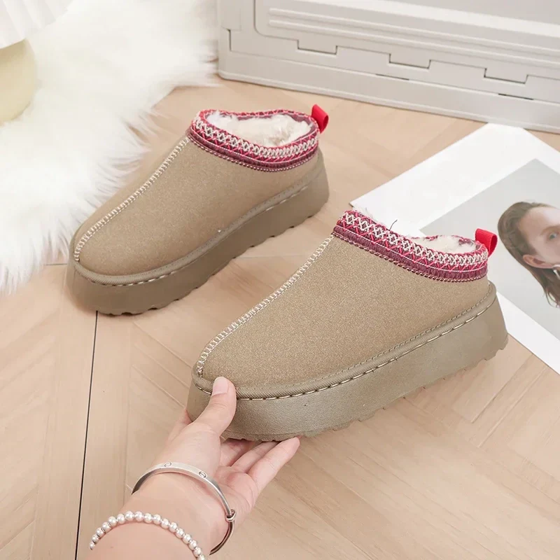 Comfortabele Dames Wol Slippers met Platform voor Warme Voeten