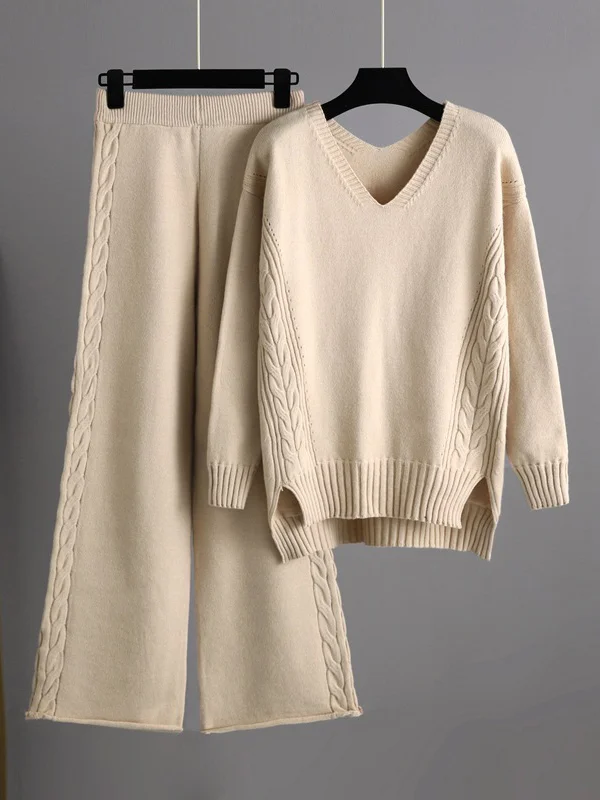 Elegante tweedelige set met diepe V-hals