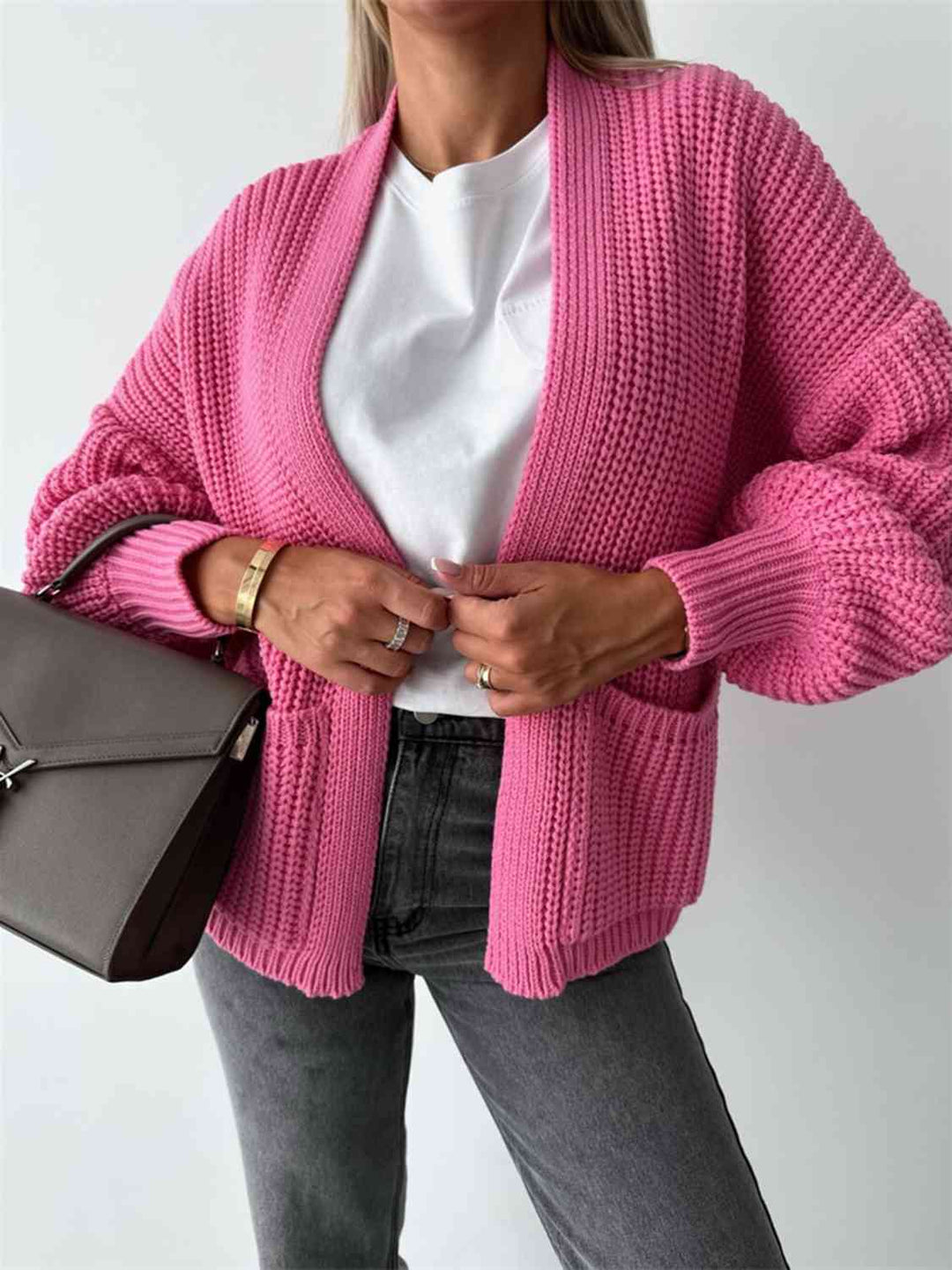 Modieuze Open Front Cardigan met Verlaagde Schouders voor Comfortabele uitstralings