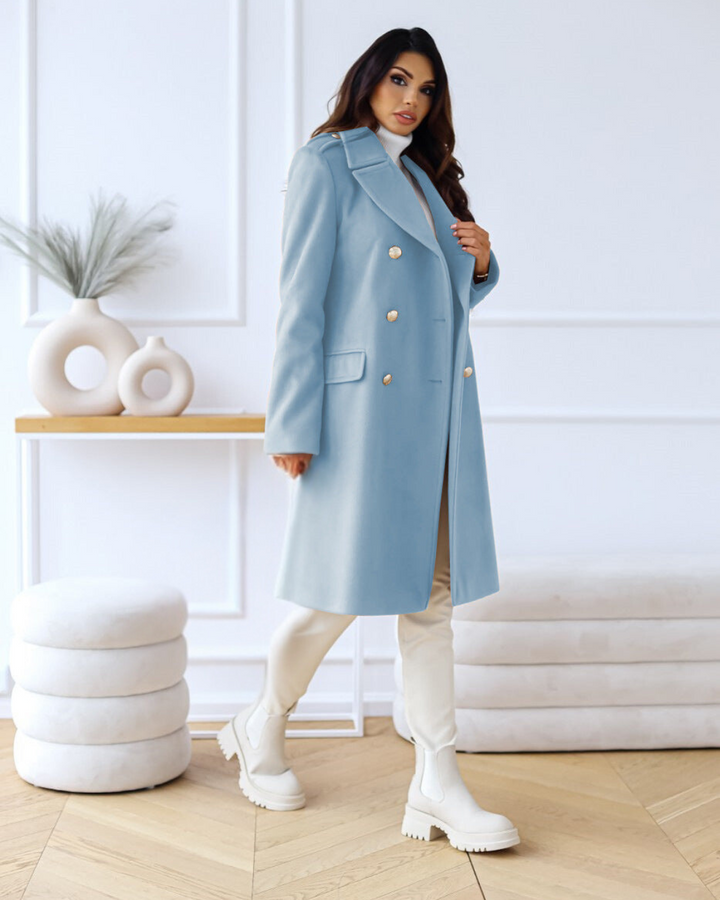 Stijlvolle Lange Winterjas voor Dames met Elegante Knopen