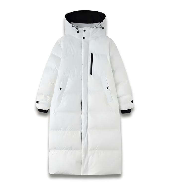 Lange warme damesjas met elegant en trendy ontwerp voor winterdagen