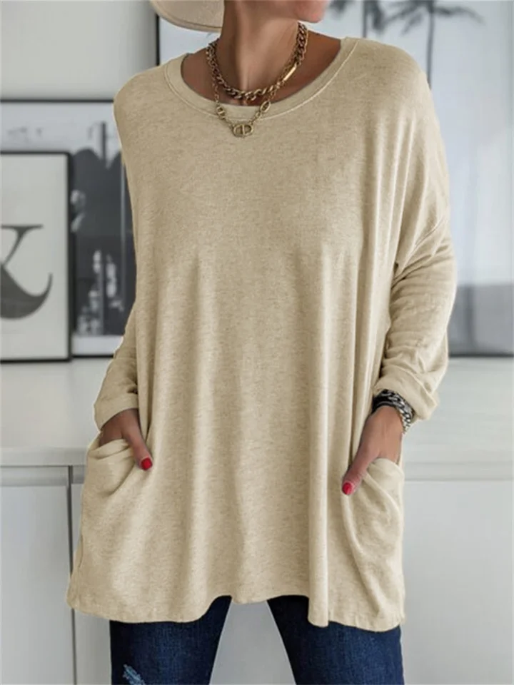 Elegant dames T-shirt met lange mouwen en effen ontwerp