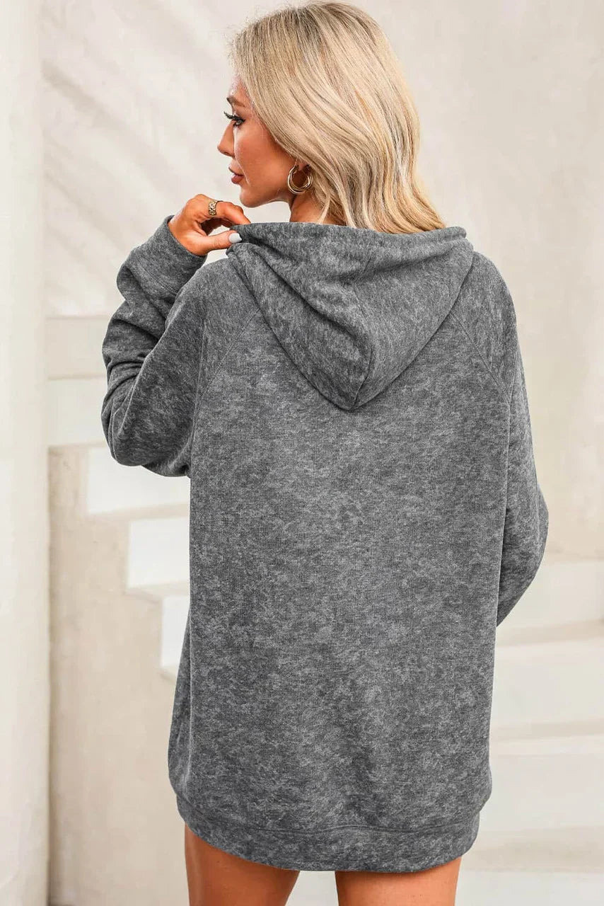 Grijze Pullover Hoodie met Kangoeroezak en Trekkoord