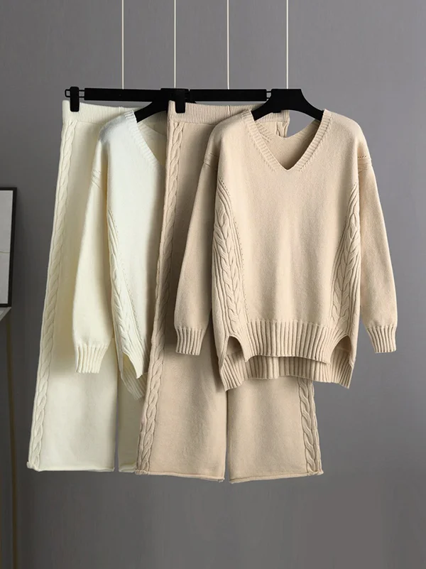 Elegante tweedelige set met diepe V-hals