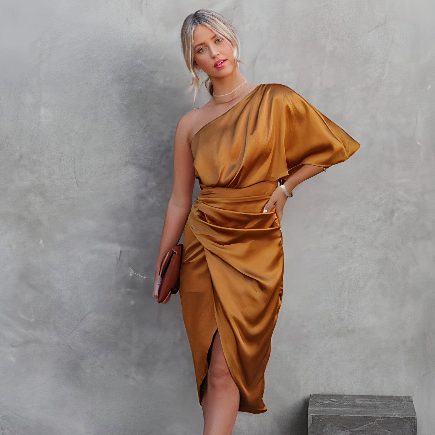 Chic en elegant avondjurk met één schouder