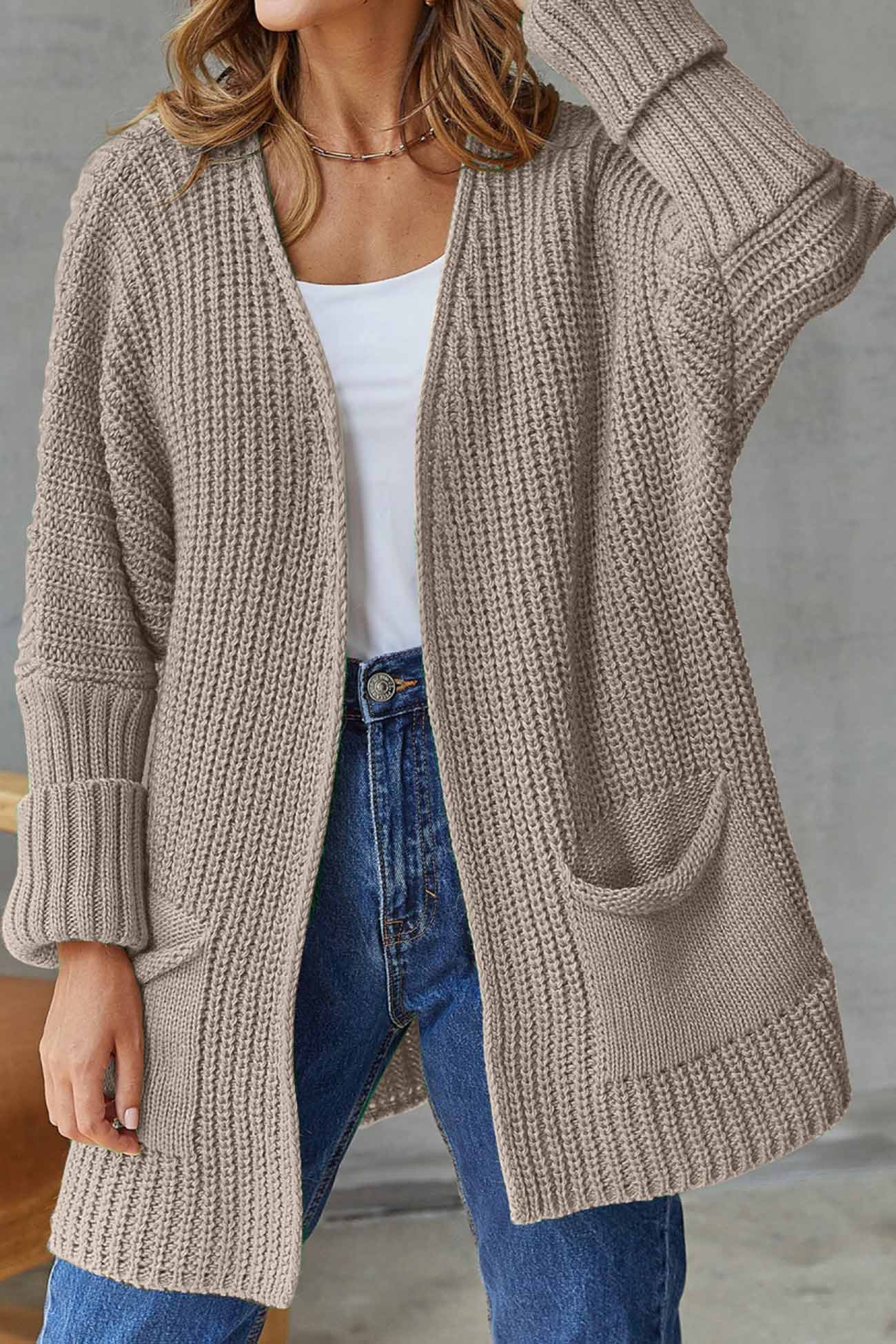 Modieuze Open Front Lange Cardigan - Striksluiting voor Gemakkelijke Stijl