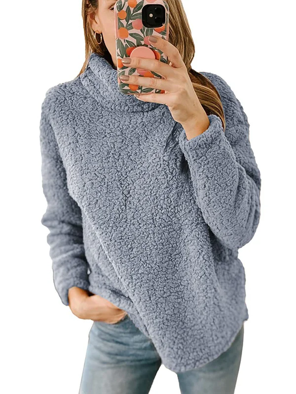 Dames Casual Trui – Losse Pasvorm met Hoge Kraag en Lange Mouwen